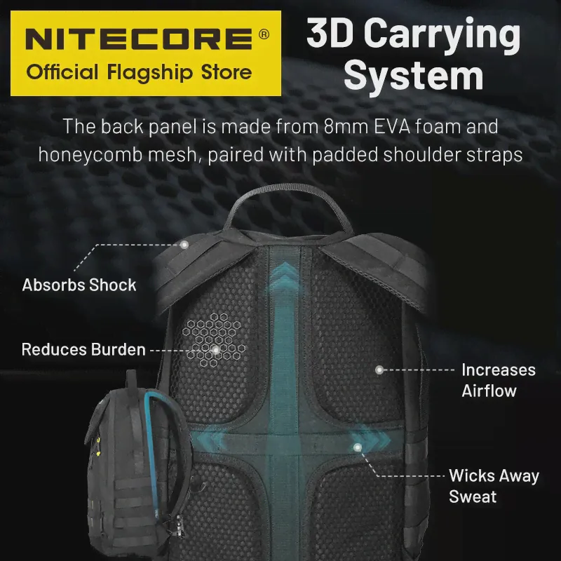 Рюкзак NITECORE BP23 PRO 23L для поездок, ткань 500D, для походов, рыбалки, спорта, система Molle для ноутбука 15,6 дюйма (art.: 3920c49e10ac3)-4