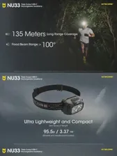 🛍 Налобный фонарь Nitecore NU33, 700 люмен, с высоким индексом цветопередачи и тройным выходом, основной белый перезаряжаемый фонарь с USB-разъемом, вс...