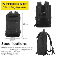 Nitecore BP23 23L водонепроницаемый пригородный рюкзак ночной треккинг рыбалка спортивные дорожные рюкзаки 600D для ноутбука 15,6 дюйма планшета